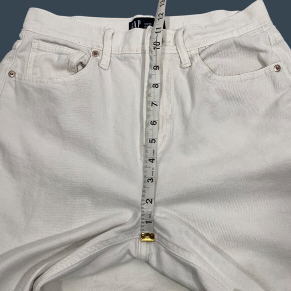 Gap Denim High Rise Wide-Leg Jeans 4/27R White 100% Cotton frayed hem neutral tr - Picture 7 of 10